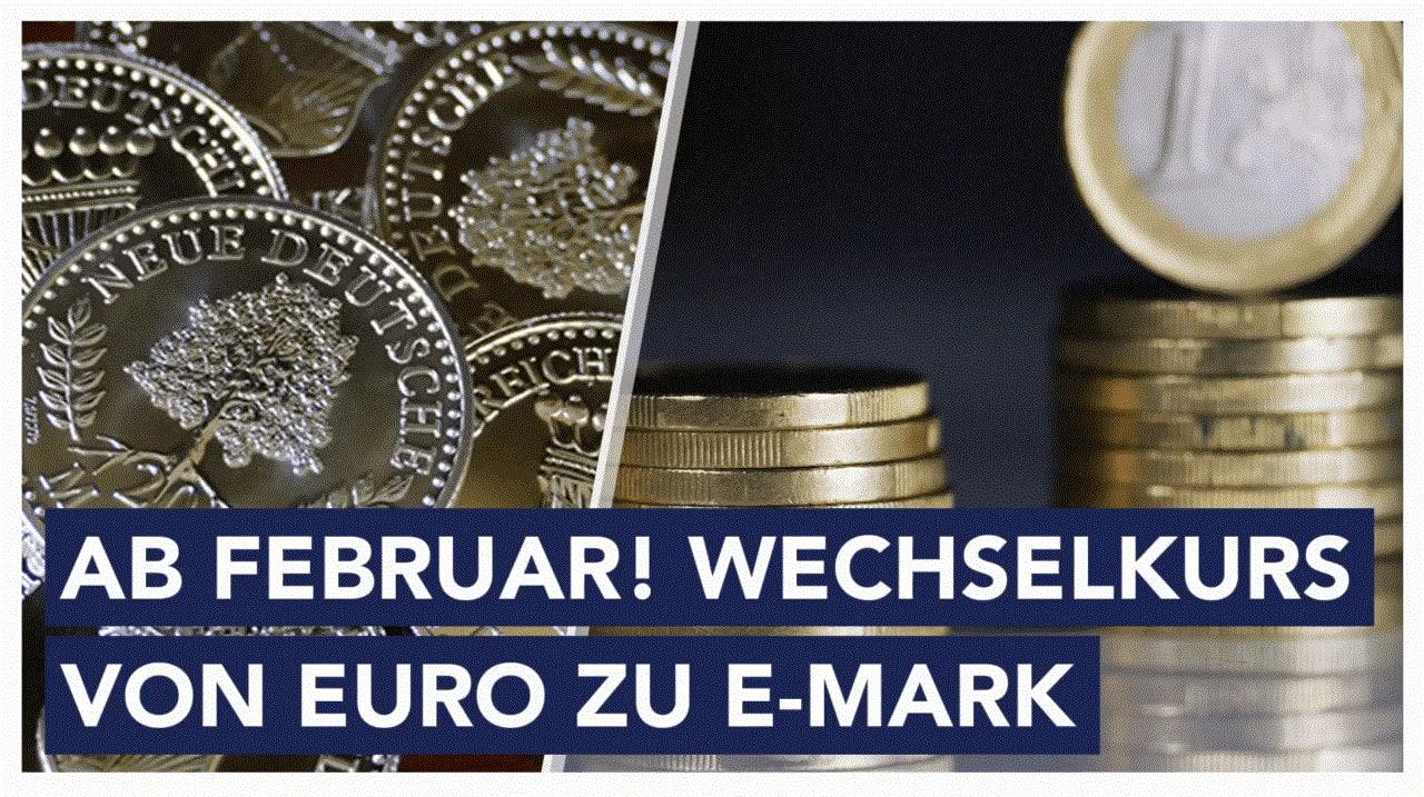 Read more about the article Ab Februar! Einführung des<br> Wechselkurses E-Mark – Euro